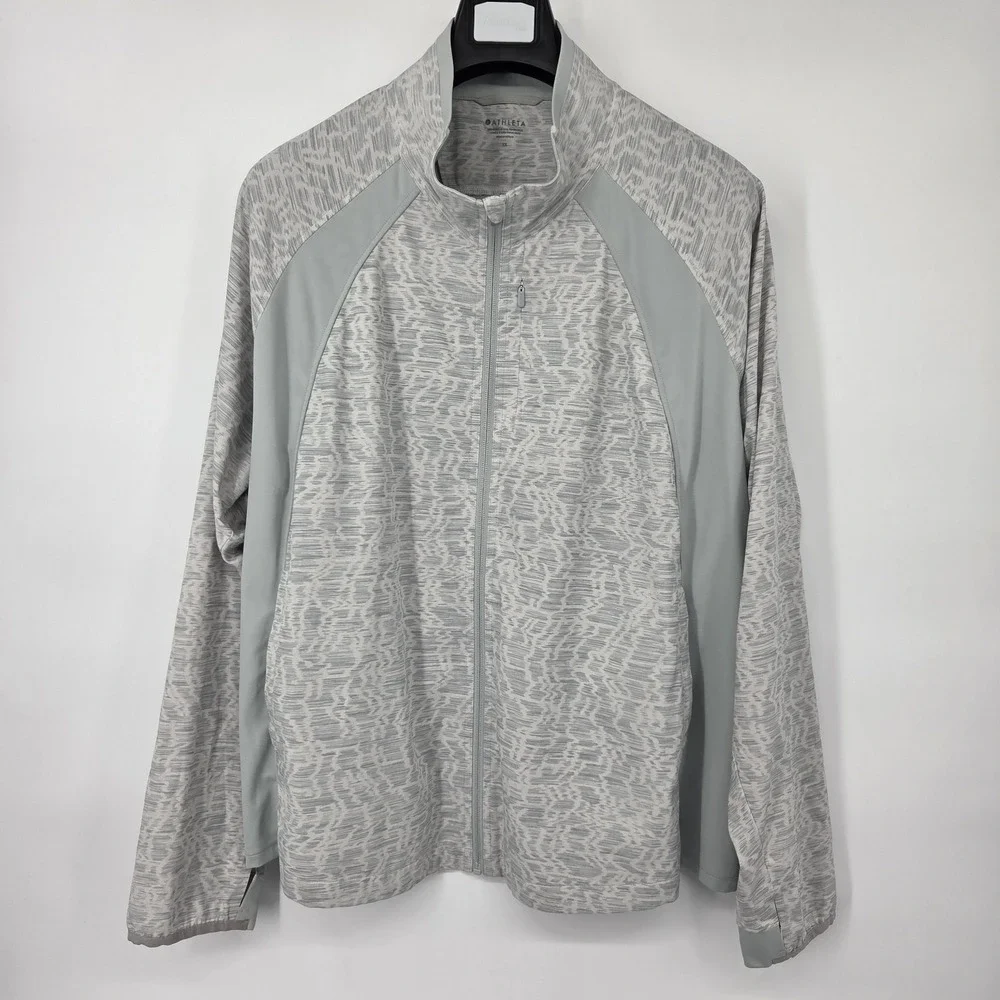 Athleta Run With It Printed‎ Jacket, Verve Horizon Women's Size 3X Gray & White